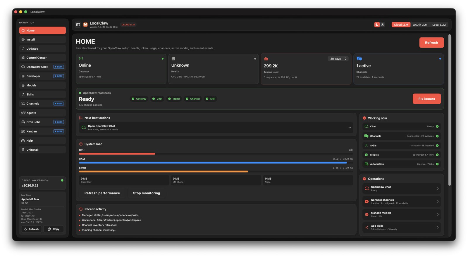 LocalClaw native macOS dashboard for OpenClaw